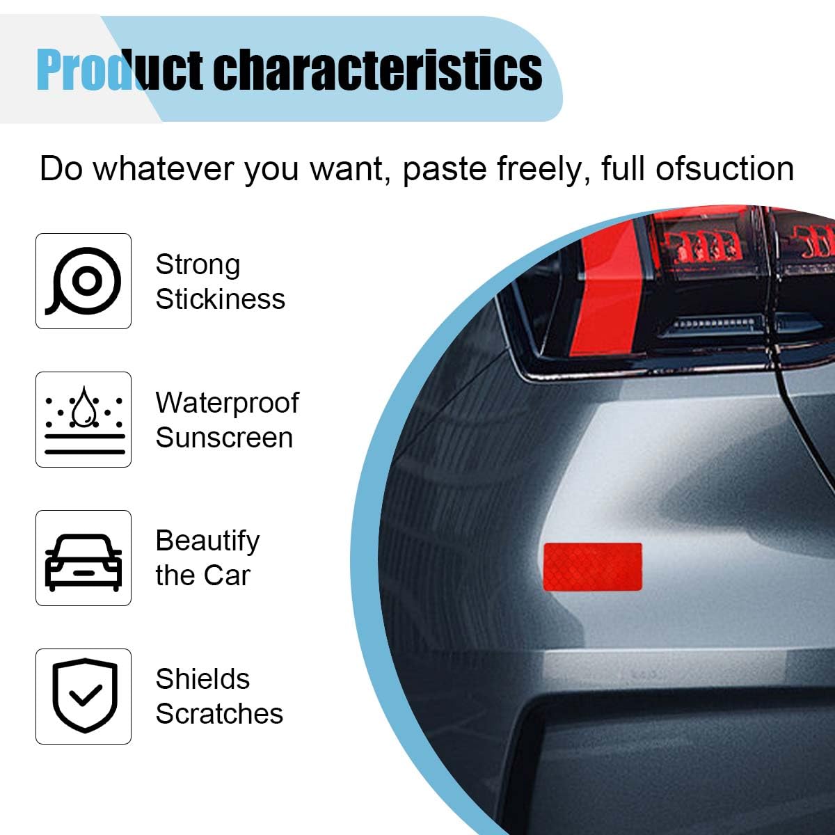 13PCS Strong Reflective Car Warning Stickers Waterproof Safety Warning Adhesive Car Bumper Decals High-Intensity Night Visibility Tape Car — view 3