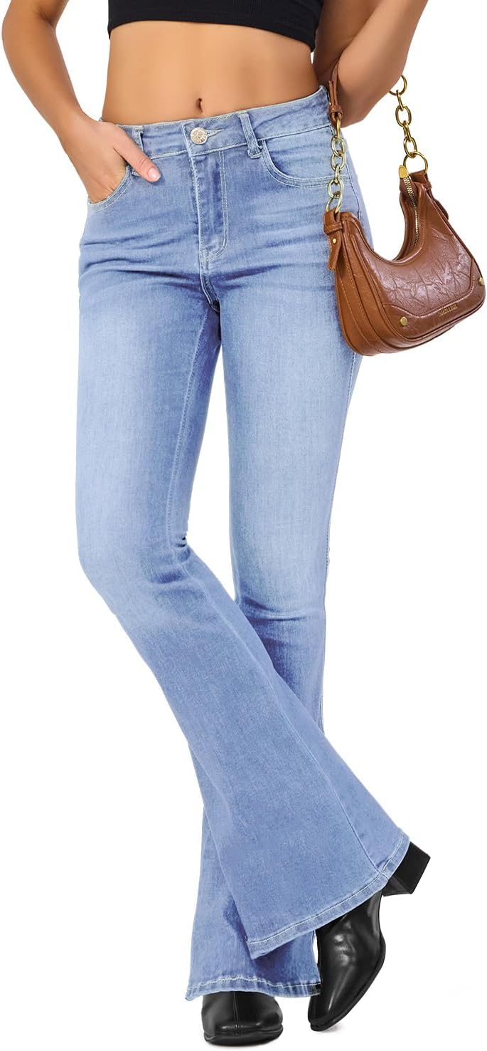 VIPONES Women's Flare Bell Bottom Jeans High Waisted Wide Leg Bootcut Jeans Stretchy Denim Pants - Image 2