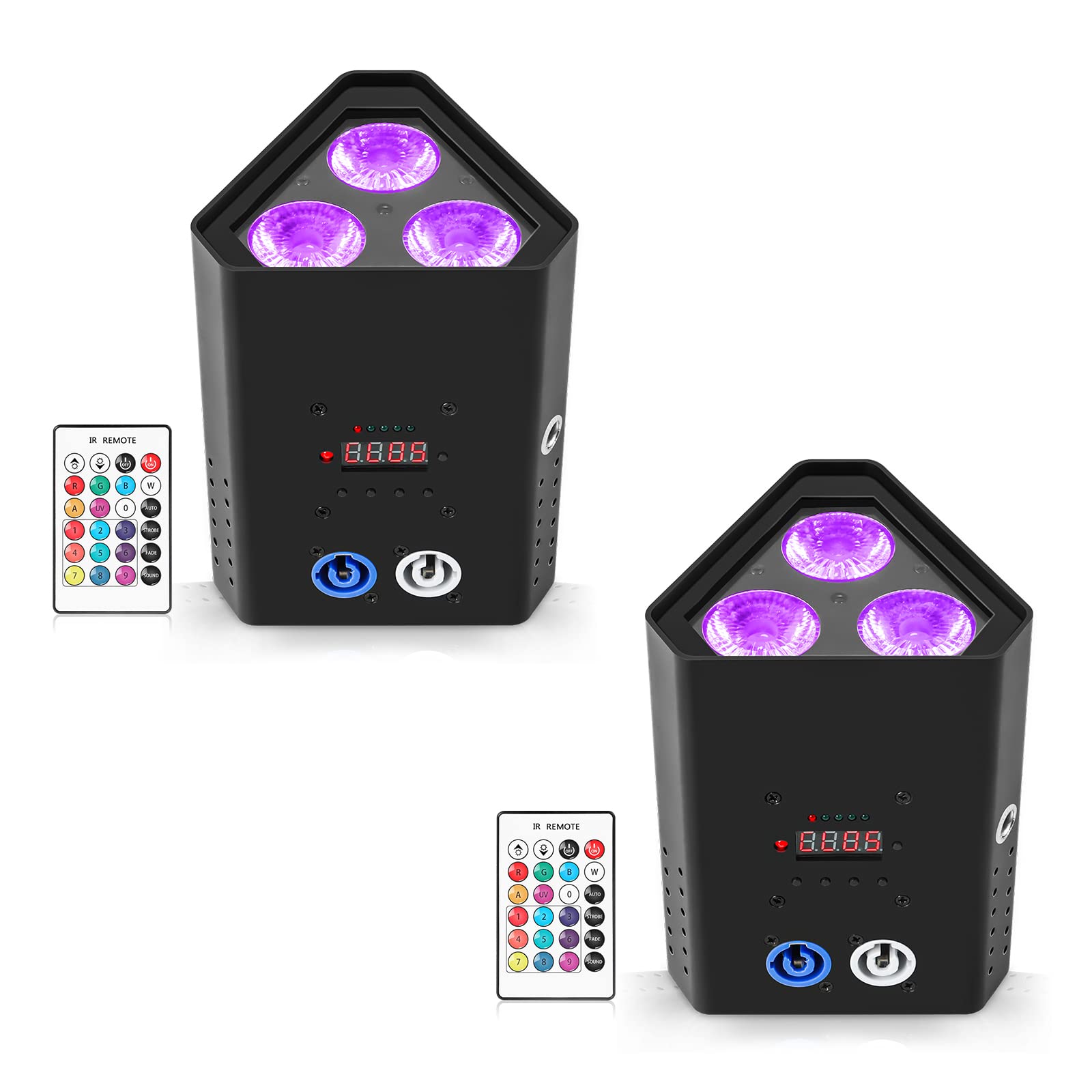 4 x 18 W LED batterij par licht, 2 stuks 6-in-1 RGBWA UV mini disco partylicht, podiumeffect schijnwerper met batterij afstandsbediening/APP/2,4DMX-bediening, oplaadbaar, geschikt voor podiumfeest