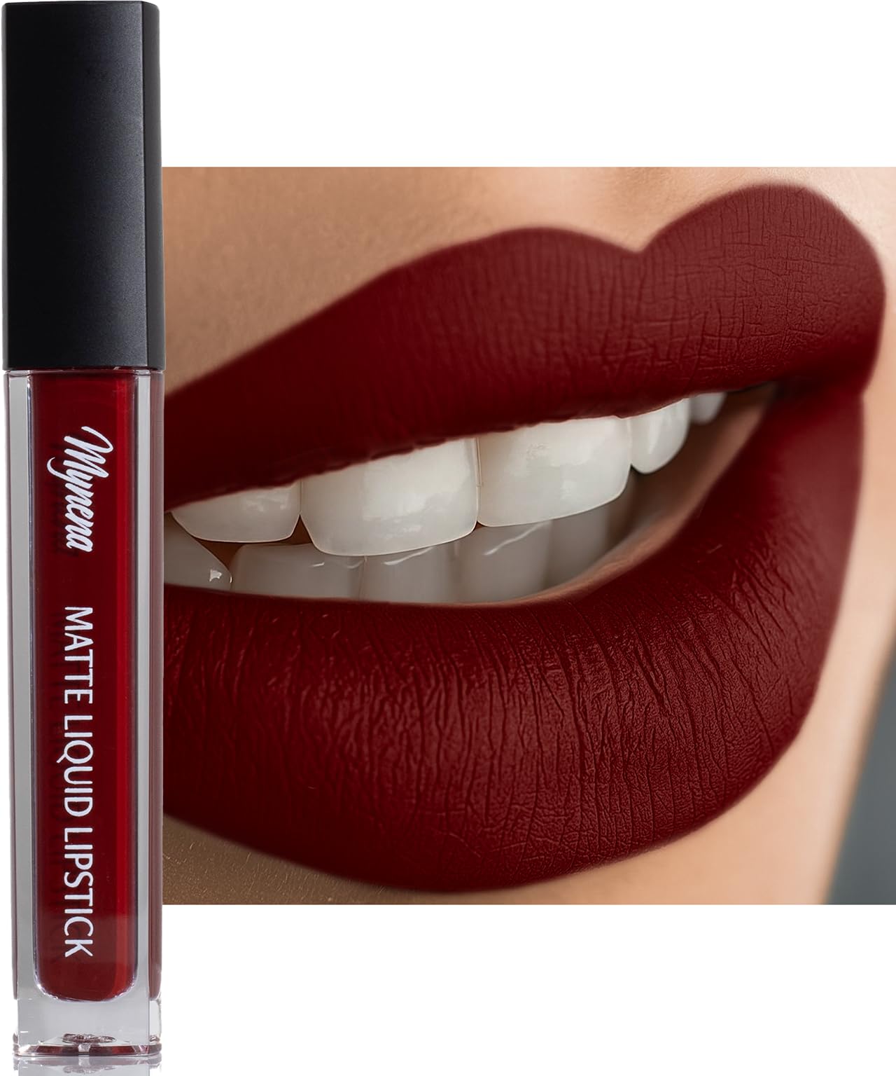 Mynena Burgundy Red Long Lasting Lipstick for Women Waterproof & Transfer-Proof | Hydrating with Shea Butter | Bold Pigment Matte Color Lip Stain | Talc-Free & Vegan Product that Performs | Emma