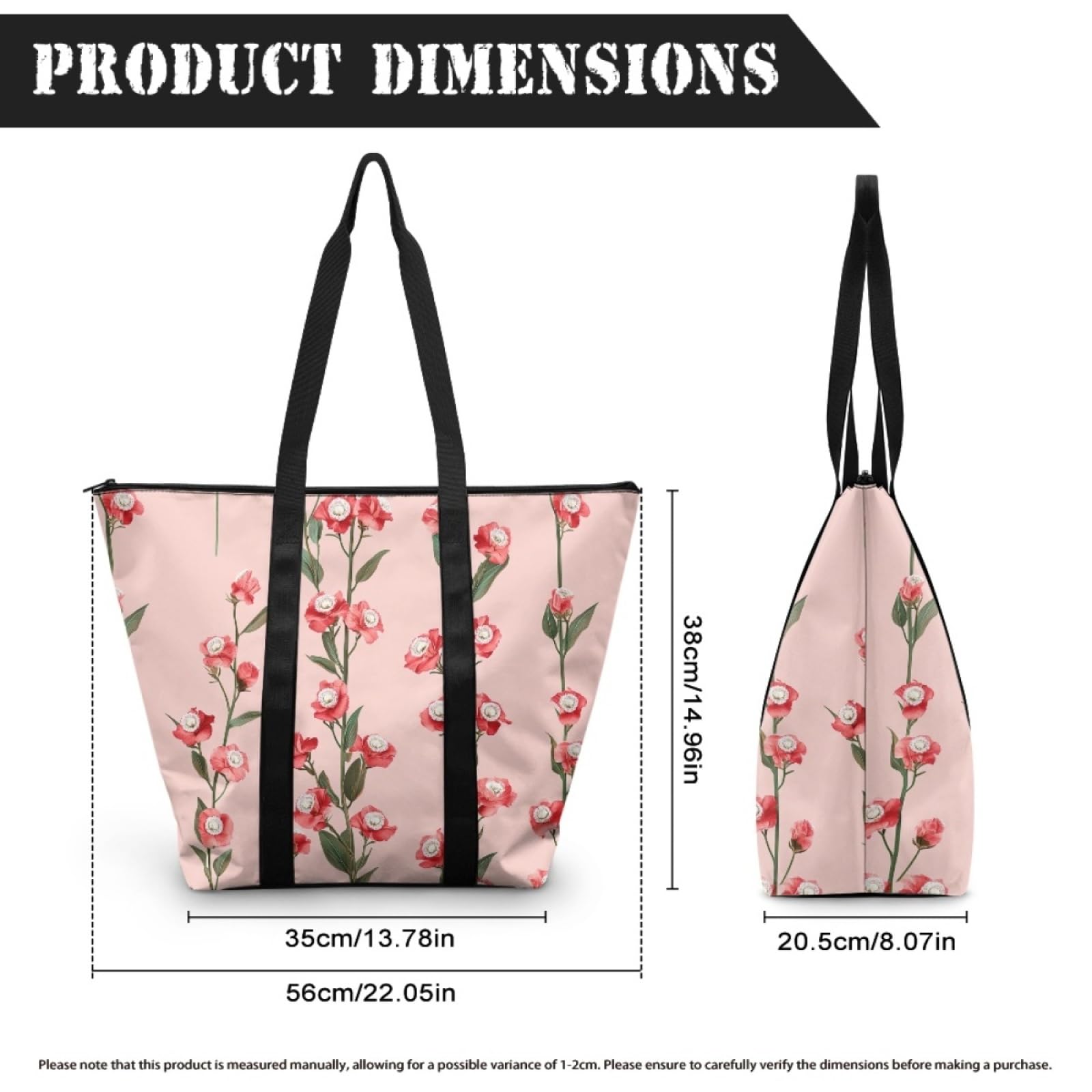 Tote Bag Tela Bolsas de Tela Poliéster Bolso de Mano de Mujer Reutilizable Bolsa Compra Plegable Tote Bag Cremallera Bolso Viaje Duradero Totebag