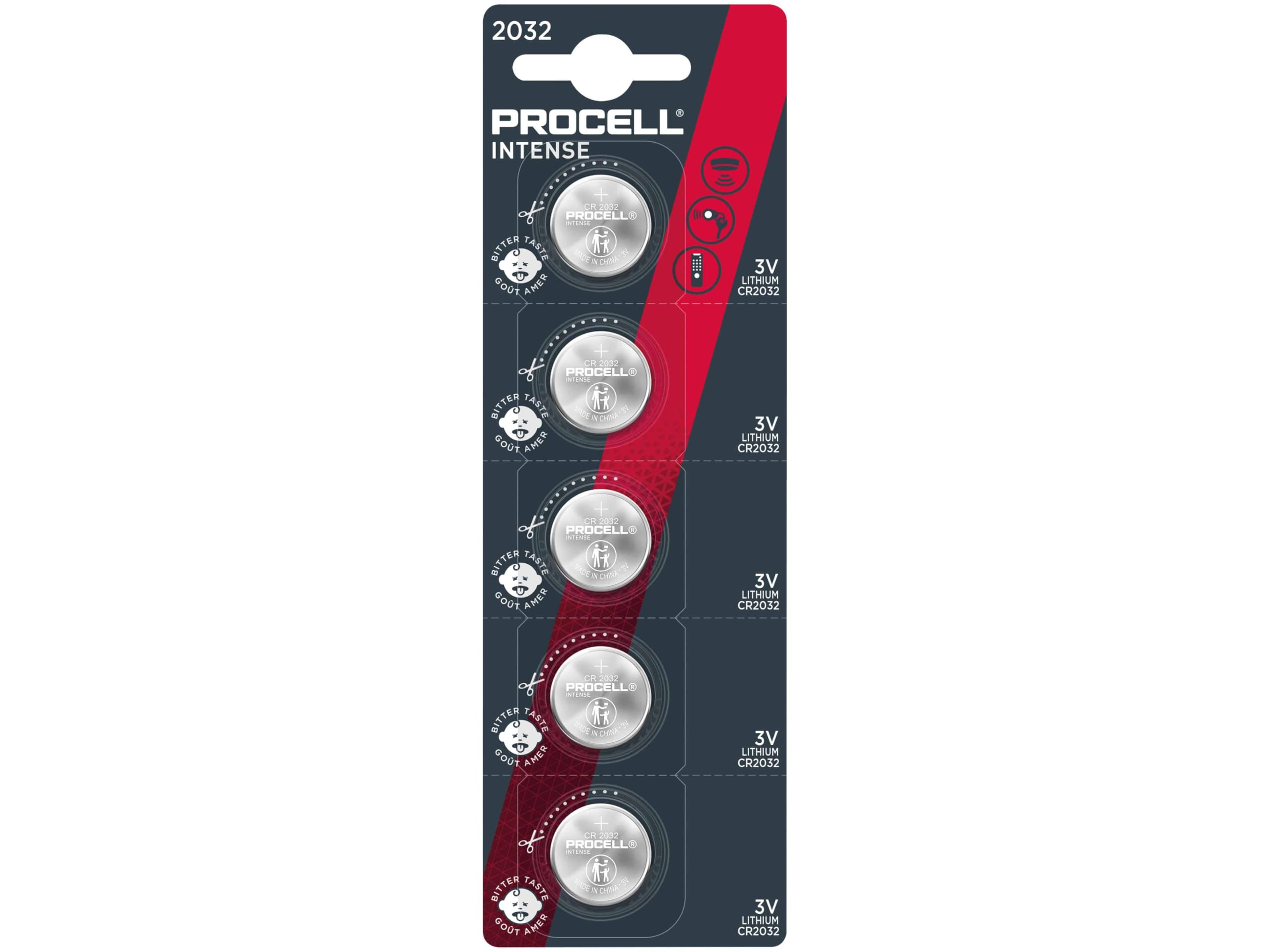 Procell Pila de Litio, CR2032, 3 V Intense, blíster minorista (5 Unidades)