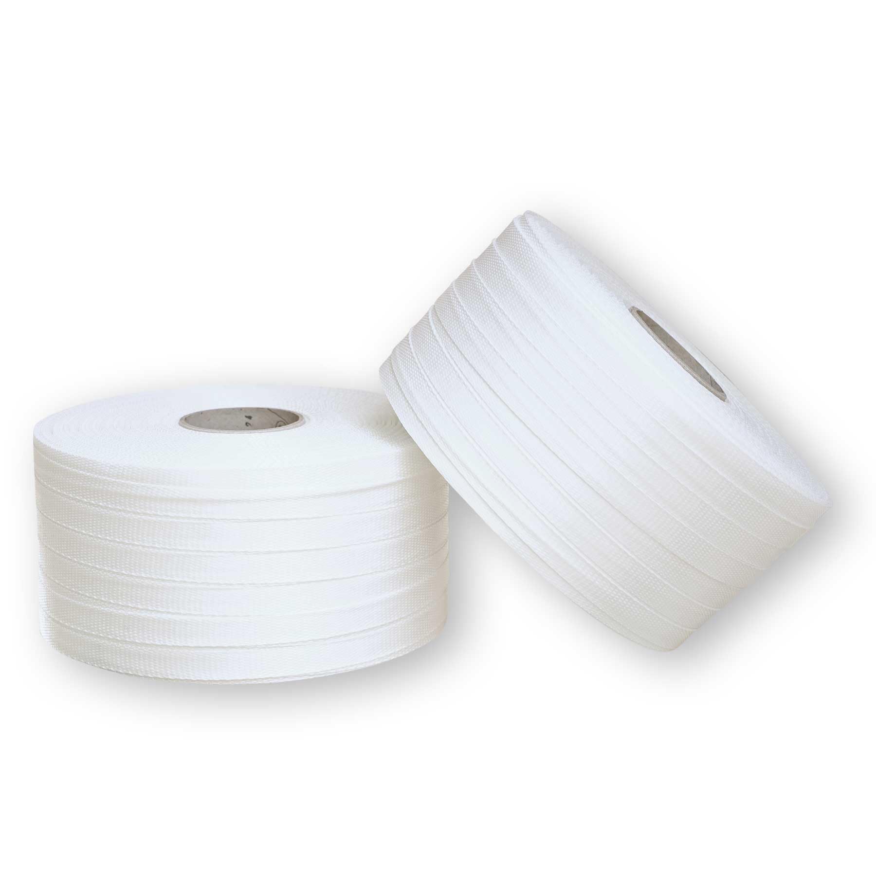 2 Rollen 16mm gewebtes Textilband | 450kg Bruchlast | 850m Bandlänge | Verzurrband für Ladungssicherung und als wetterfestes Textil Bündelband als Alternative zum Zurrgurt/Spanngurt