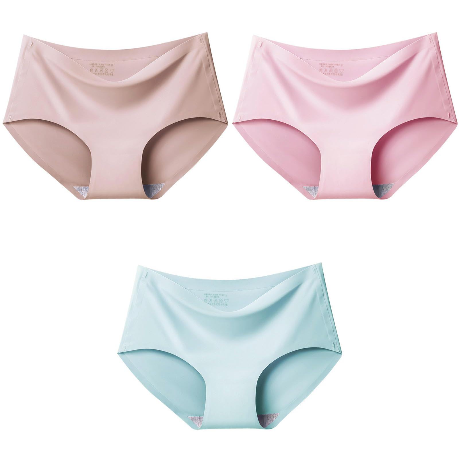 Unterhosen Damen 3pcs Set Großgröße XXL Nahtlose Frauen Höschen Mid-t-t-mid-t-t-mid-Waist-Briefs Weibliche Atmungsaktive Unterwäsche Ice Seidendreh Dessous-Rose Rose Rose-XXL