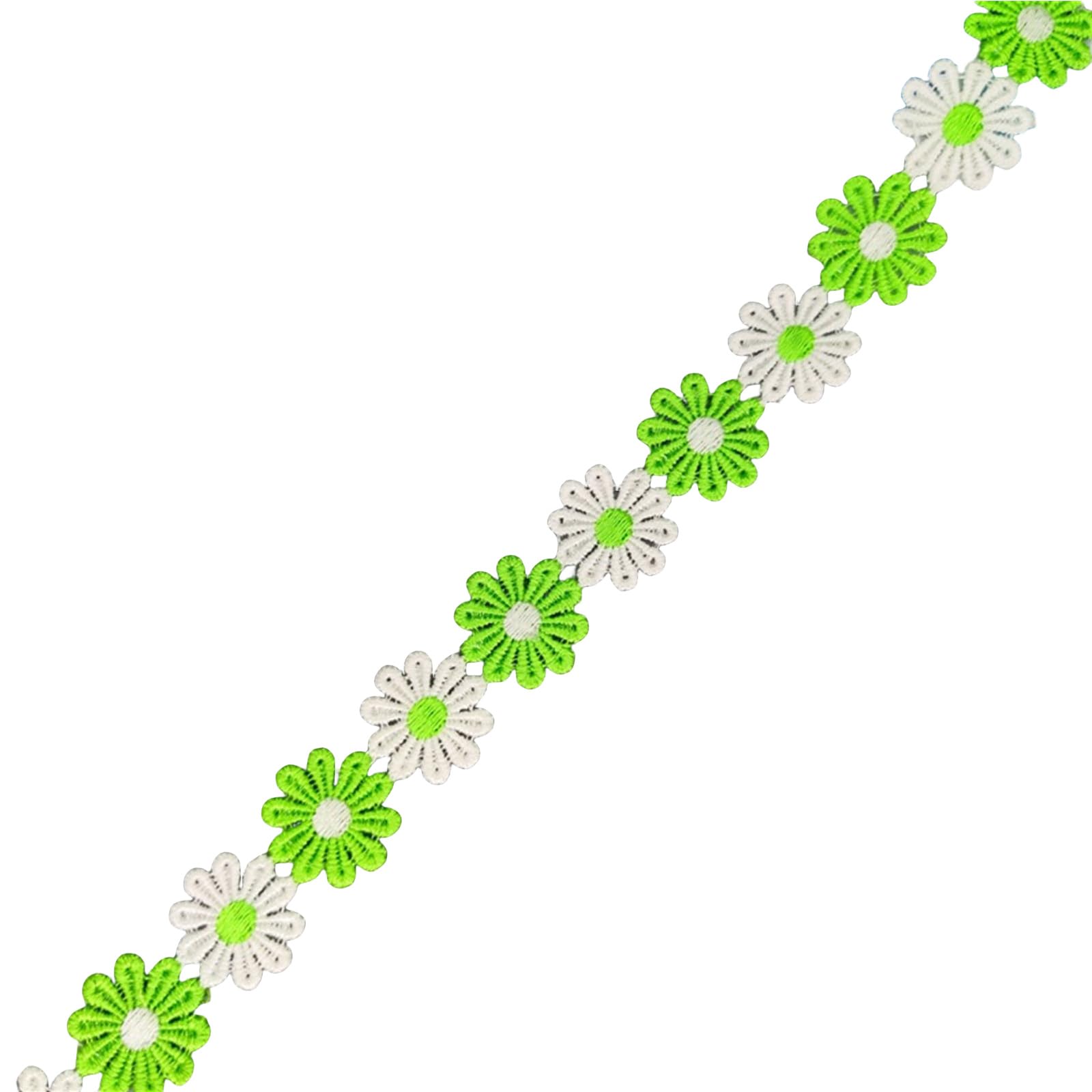 Buxuaaaa Green White 15 Yards Embroidered Flower Lace Trim 25Mm Wide Flower Decorating Lace Trims For Sewing Dress Making Clothes Decoration Embroidered Trim