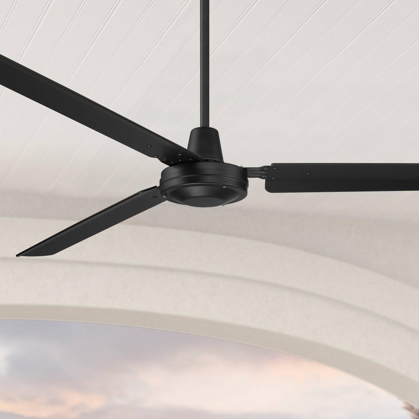 Casa Vieja 72" Casa Velocity Large Modern Industrial Indoor Outdoor Ceiling Fan 3 Blade Wall Control Matte Black Finish Metal Blades Bedroom Living Room Kitchen Garage Damp Rated With 6" Downrod