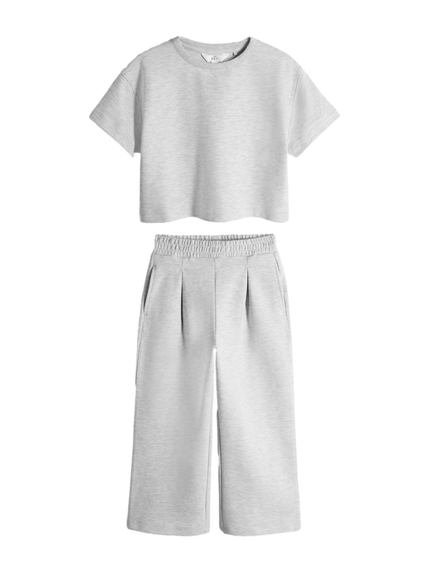 THE SET Ensemble t-shirt interlock et pantalon de jogging large pour fille