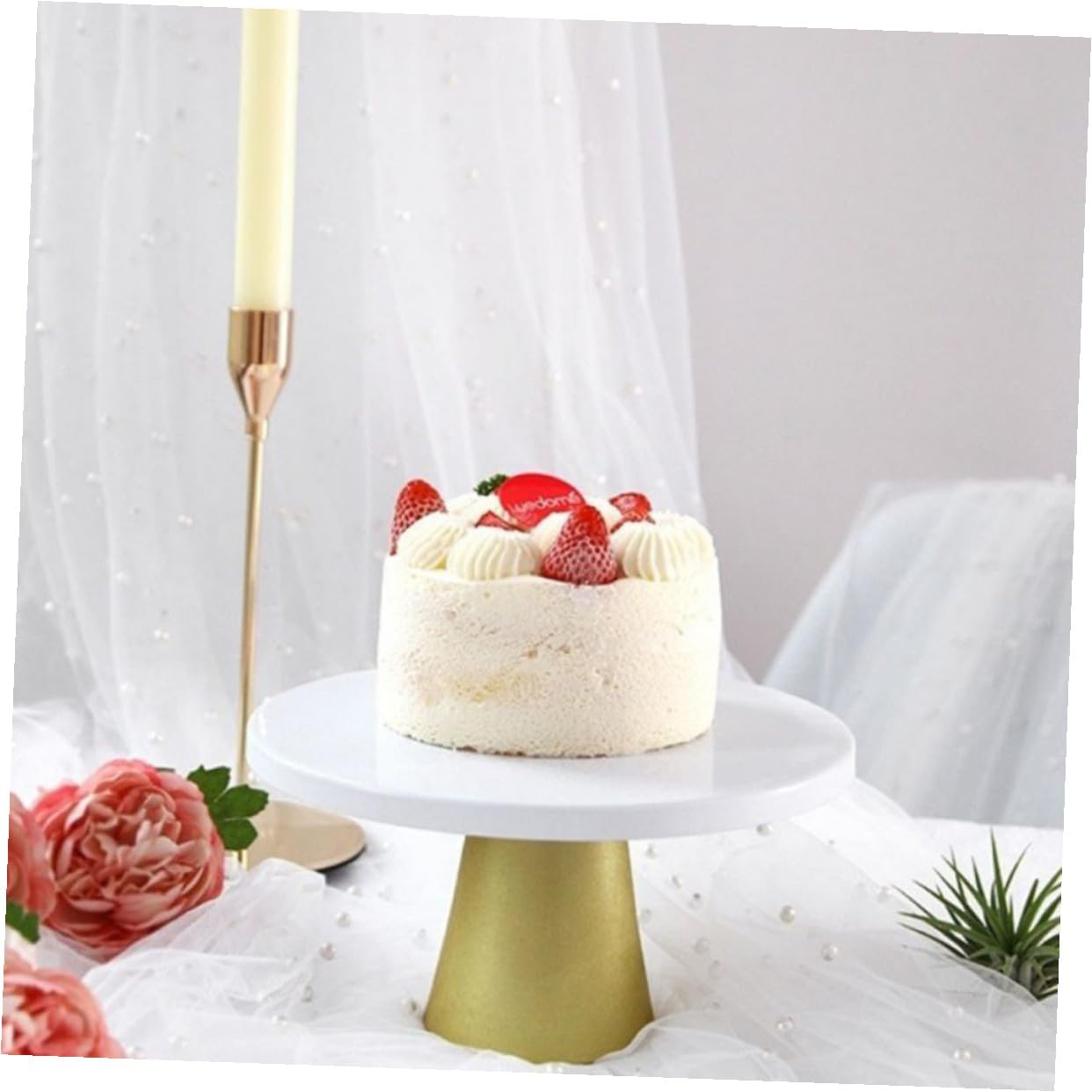 SHINEOFI Dekorative Tortenplatte aus Eisen für Hochzeit und Zuhause Weiß