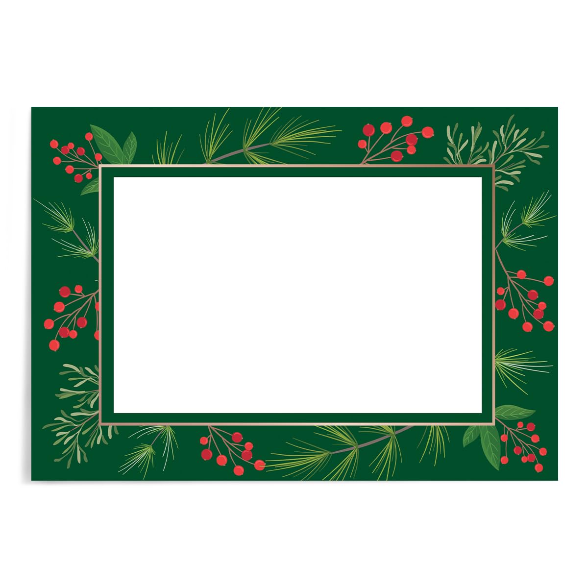 Designer Greetings, Boxed Season’s Greetings Photo-Holder Cards, Holly Design (Box of 15 Foil Embossed Cards and Envelopes)