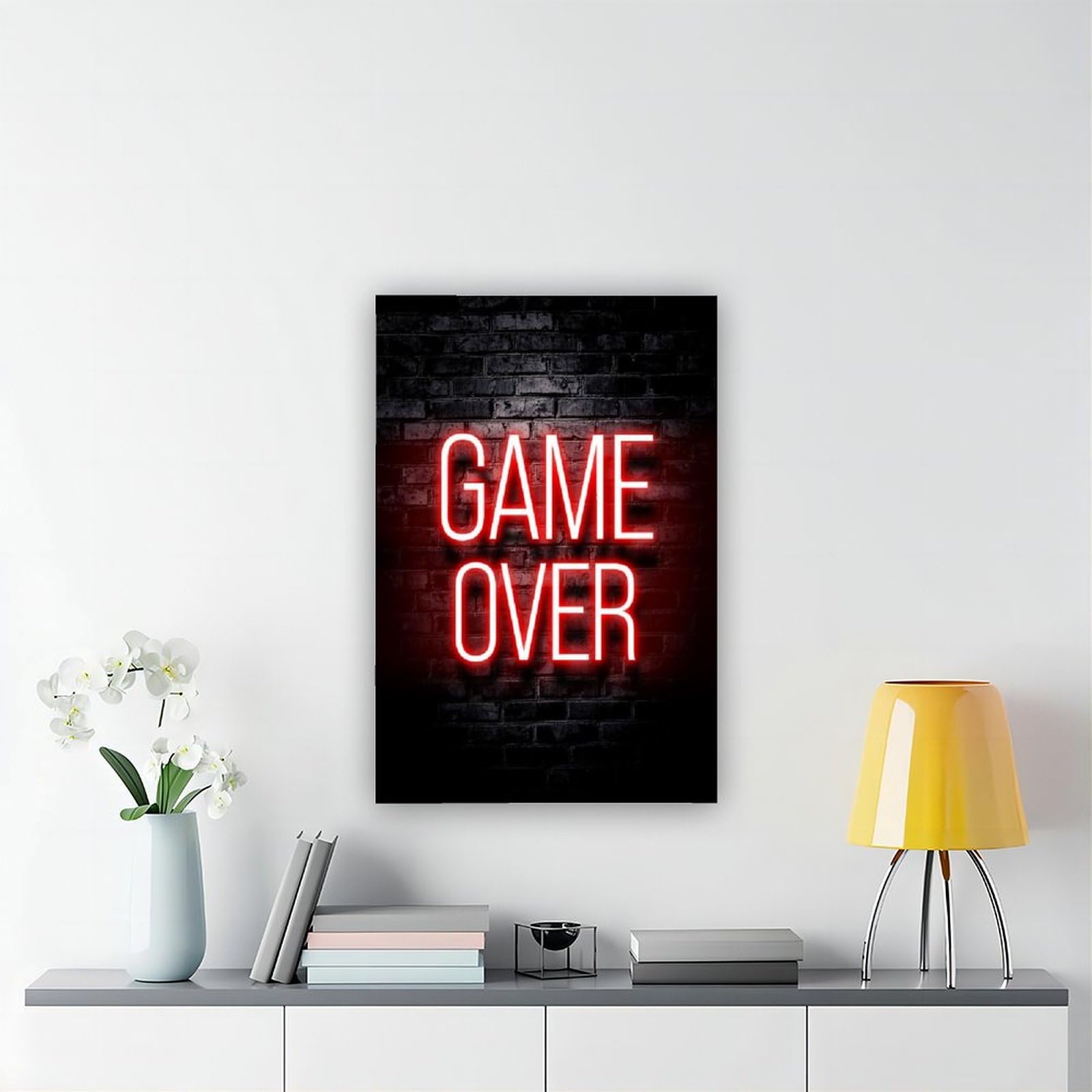 Póster artístico de Game over Gaming Gamer y arte de pared, impresión moderna para decoración de dormitorio familiar, 20 x 30 pulgadas (50 x 75 cm)