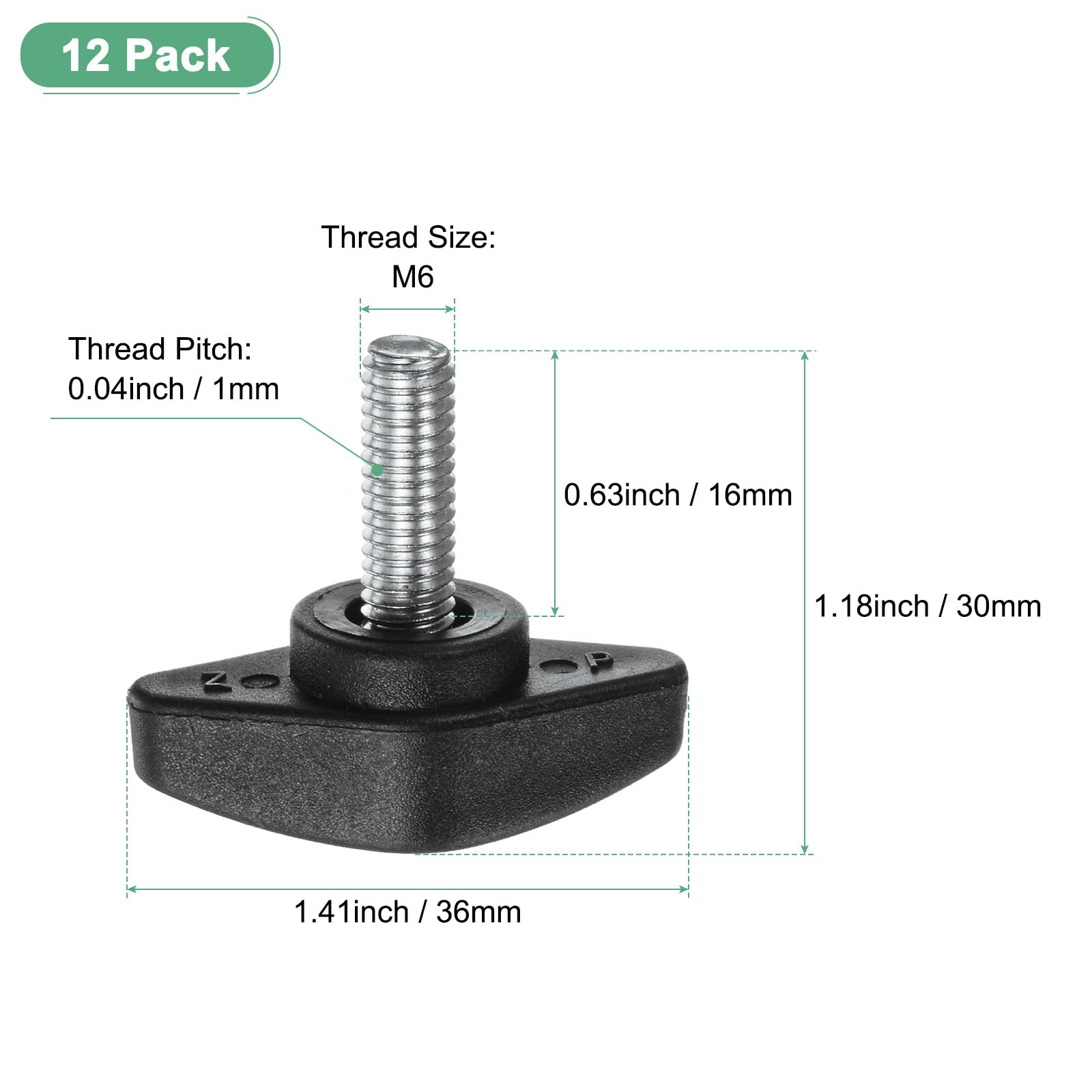 M METERXITY 12-Pack Thumb Screws, M6x16mm Tee Wing Knobs, Plastic T Handles Clamping Knob for Woodworking/Machinery/Equipment - Image 3