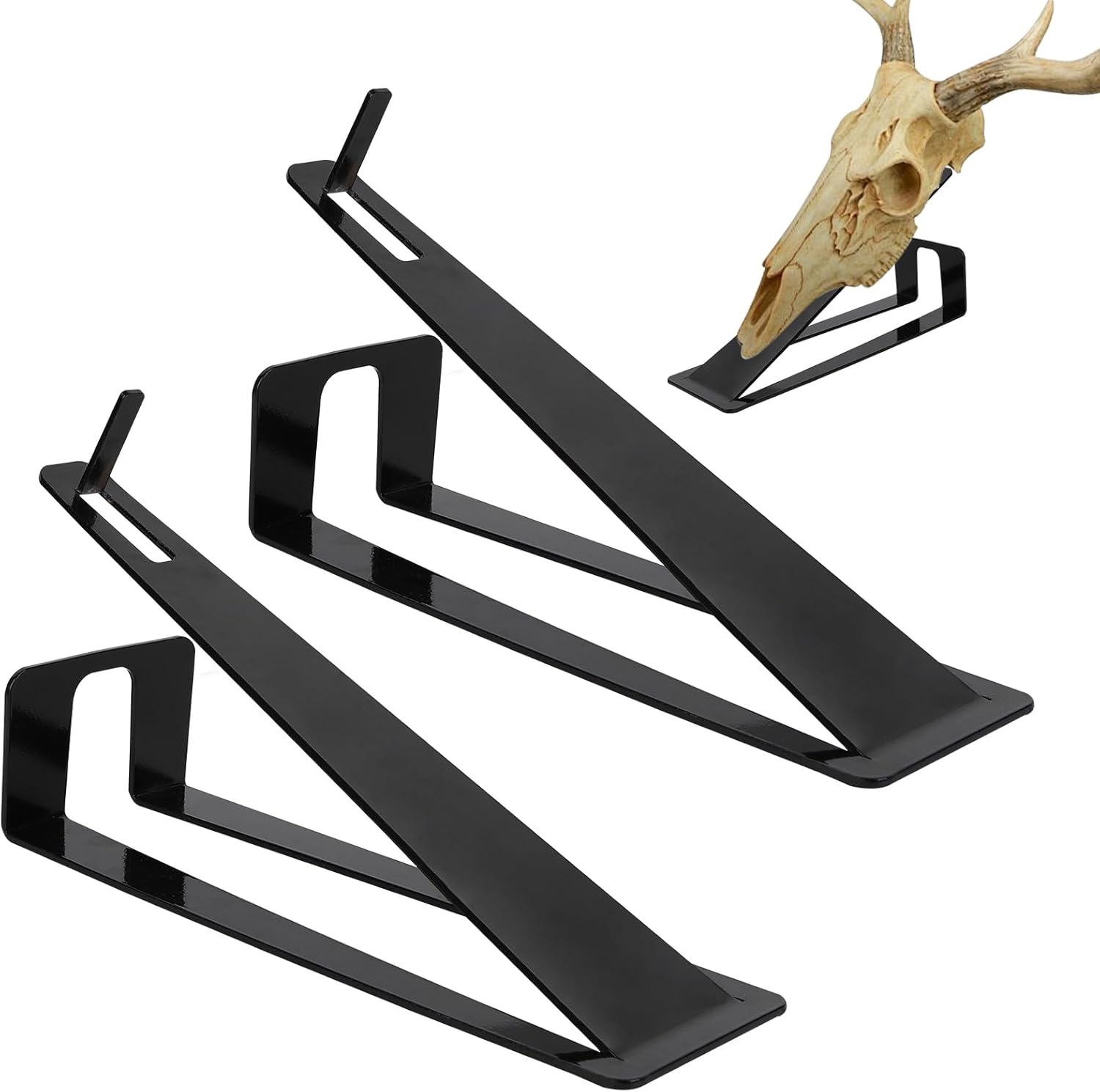 2 Pack Large European Mount Skull Hanger Stand, Stainless Steel, Table Mount, Industrial, for Deer, Mule, Antelope, Coyote, Goat, Wild Boar, Bear, Medium and Small Game Animals