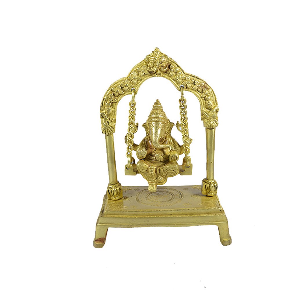 Statue de Lord Ganesh en laiton massif Devyom œuvre d'art ciselée main