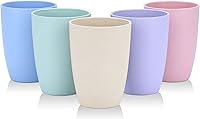 LuckyZone Wheat Straw Unbreakable 12oz Cups - Set of 5 Reusable BPA-Free Tumblers, Dishwasher & Microwave Safe, Eco-Friendly Drinking Glasses