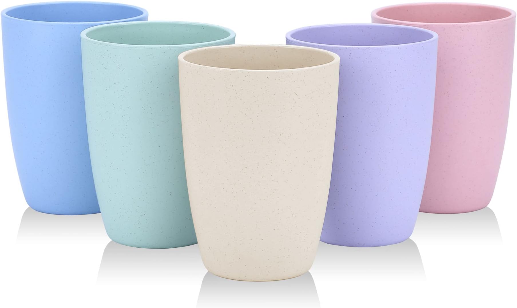 LuckyZone Wheat Straw Unbreakable Cup (12 oz) - Reusable Drinking Glasses Set of 5 - Dishwasher Safe Tumbler - BPA Free & Eco-Friendly (5Pcs)