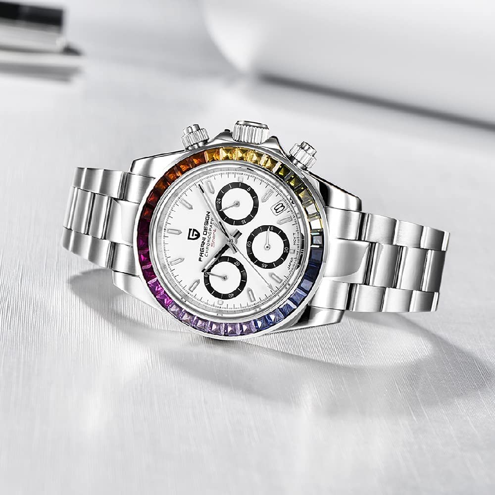 RollsTimi Orologio da uomo Orologio sportivo multifunzione Movimento cronografo al quarzo Giappone VK63 Cinturino in acciaio inox impermeabile 100M