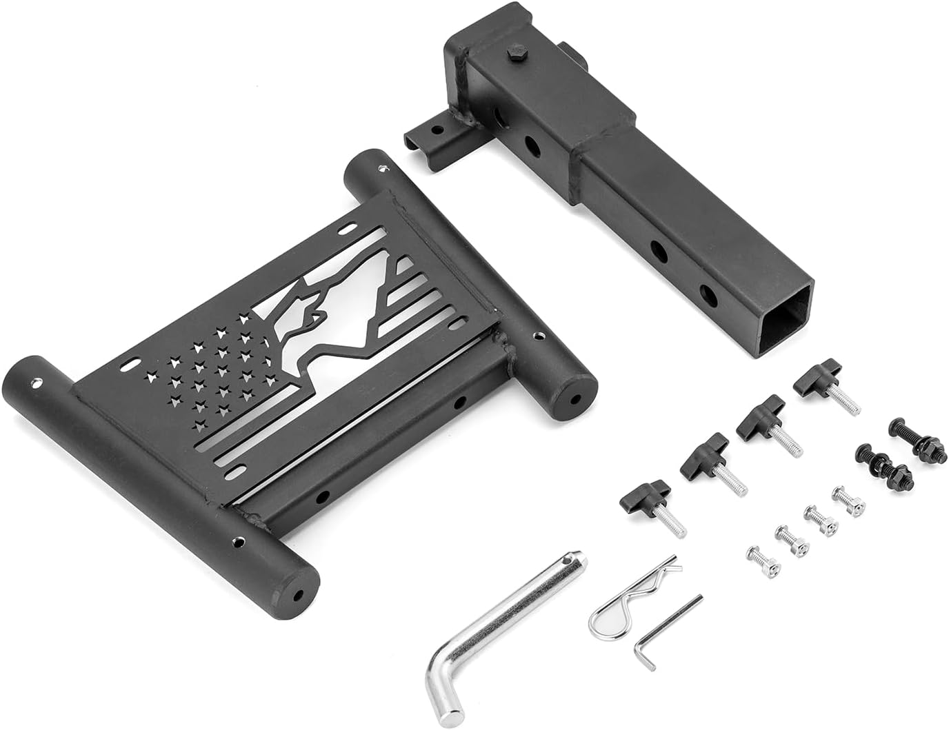 WeiSen Dual Flag Pole Holder Mount Kit with Hitch Receiver 2 Inch Universal Hitch Receivers Black Compatible with Trucks SUV Pickup Camper Trailer