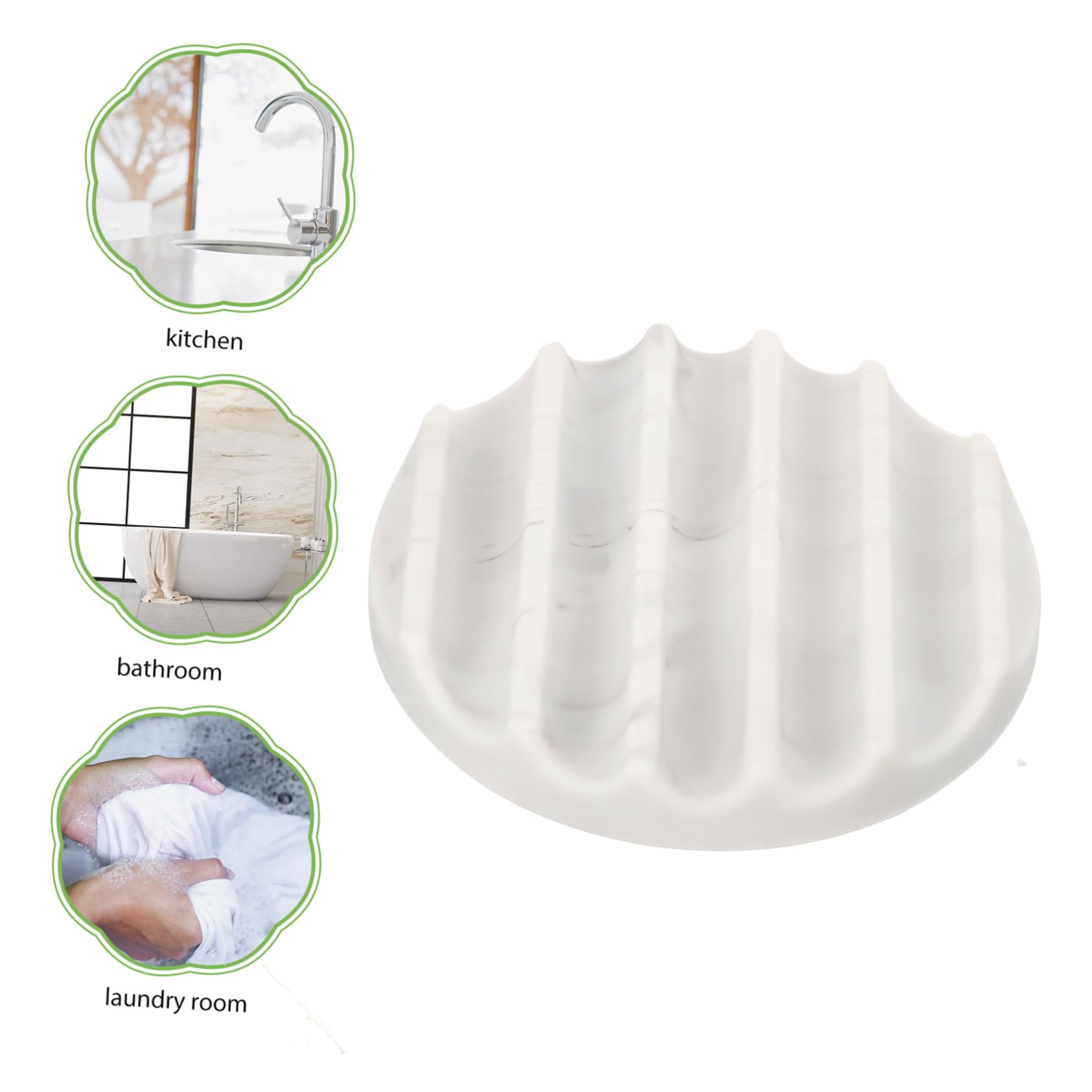 Ciieeo Porta Sapone Rotondo Autosvuotante Con Motivo A Trama Di Marmo 5 Pezzi Per Bagno E Cucina