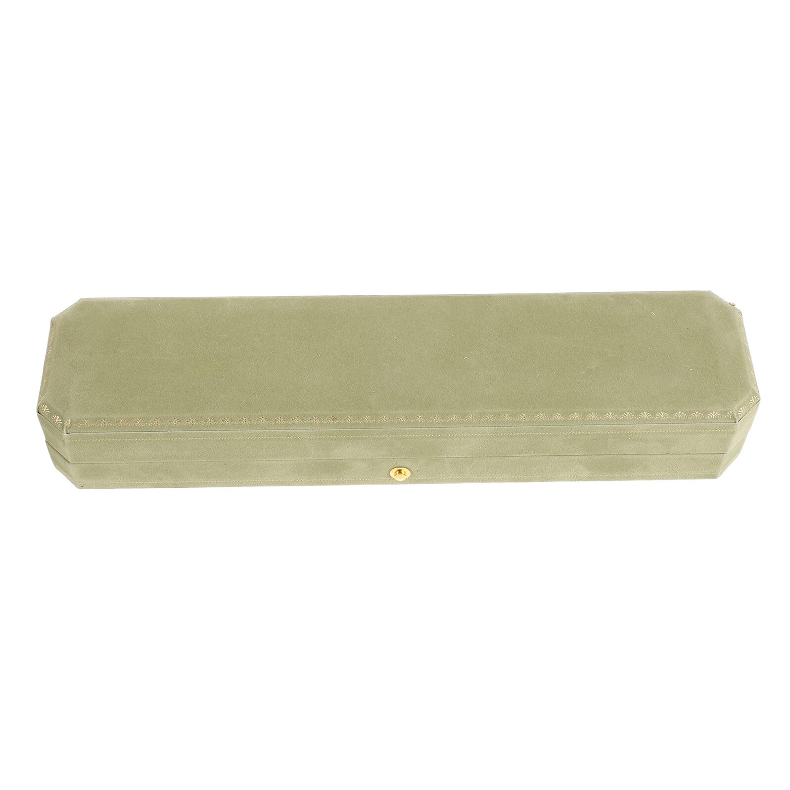 Garneck Joyero Octogonal Alargado de Terciopelo Verde Claro para Joyas