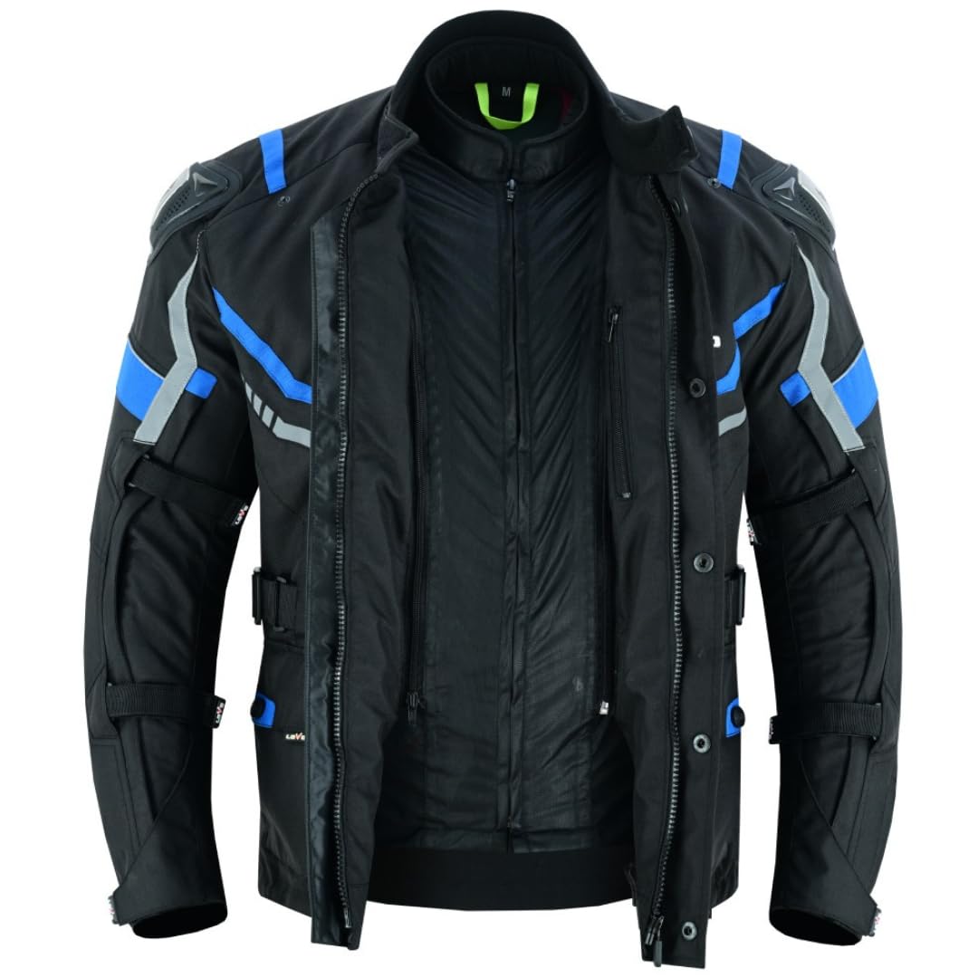 LOVO - Chaqueta Moto Tricapa 4 Estaciones Hombre - Chaqueta Moto Hombre Verano e Invierno con Protecciones Homologadas - Cazadora Moto de Longitud 3/4 - Diseñada para Todo Tipo de Clima