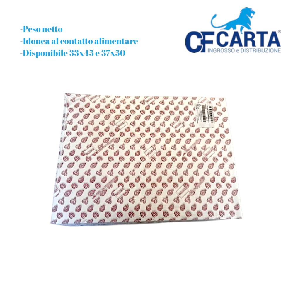 Carta Politenata per Macelleria, Idonea al Contatto Alimentare, 45g+9PE, Confezione da 10 kg (37cm x 50cm)