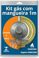 Kit Registro Regulador Gás Cozinha Com Mangueira 1 metro Para Botijão 13kg Residencial