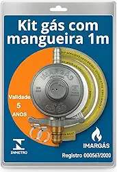 Kit Registro Regulador Gás Cozinha Com Mangueira 1 metro Para Botijão 13kg Residencial