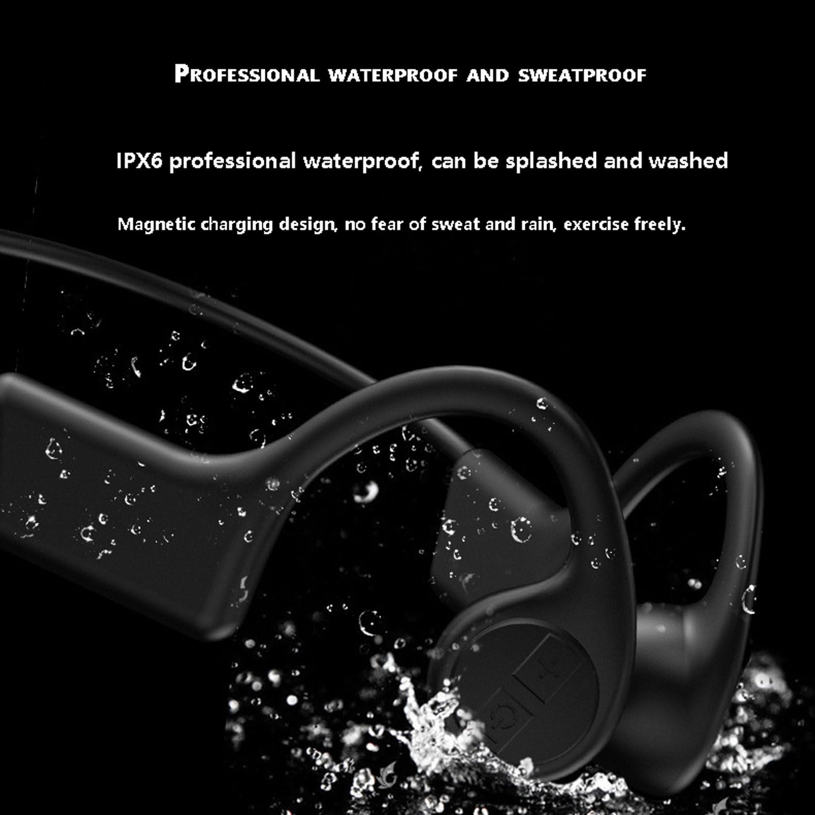 Cuffie Conduzione Ossea Cuffie Aperte Wireless Bluetooth 5.0,IPX6 Impermeabili e Antisudore Auricolari Bluetooth Sport,15 ore di riproduzione,Cuffie a Conduzione Ossea Open run per Corsa Fitness