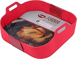 Panela de Silicone Quadrada Fritadeira Microondas C/Alça Forma 20x20cm Cesto para Air Fryer