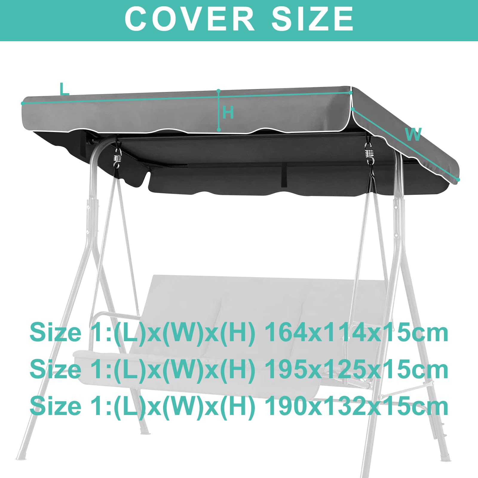 UVVRUR Hollywoodschaukel Dach 210x145cm - Wasserdichtes Ersatzdach Für 3-Sitzer