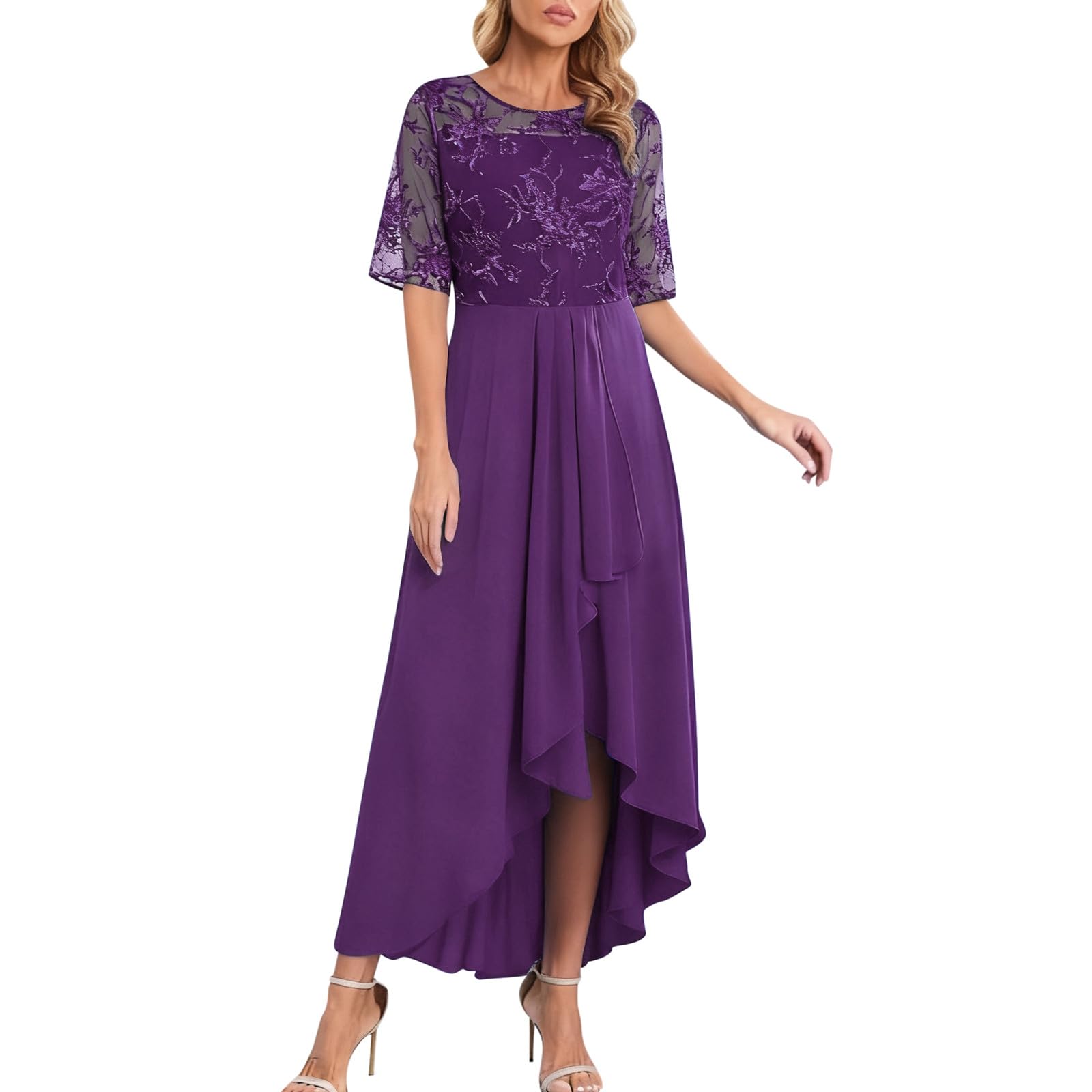 Elegante Vestido de cóctel con Gasa vaporosa y Encaje intrincado, diseño Calado para Ocasiones Formales y de Noche.#A