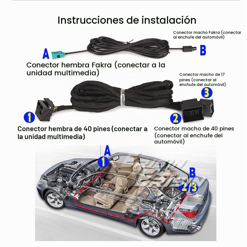 Erisin BM6M Cable de Extensión de Alimentación 6M Arnés de Cables 12 pines Macho Radio para el Mercado de Accesorios BMW 3/5 Series X5 M3 M5 E46 E53 E39 E38 GPS Radio de Coche