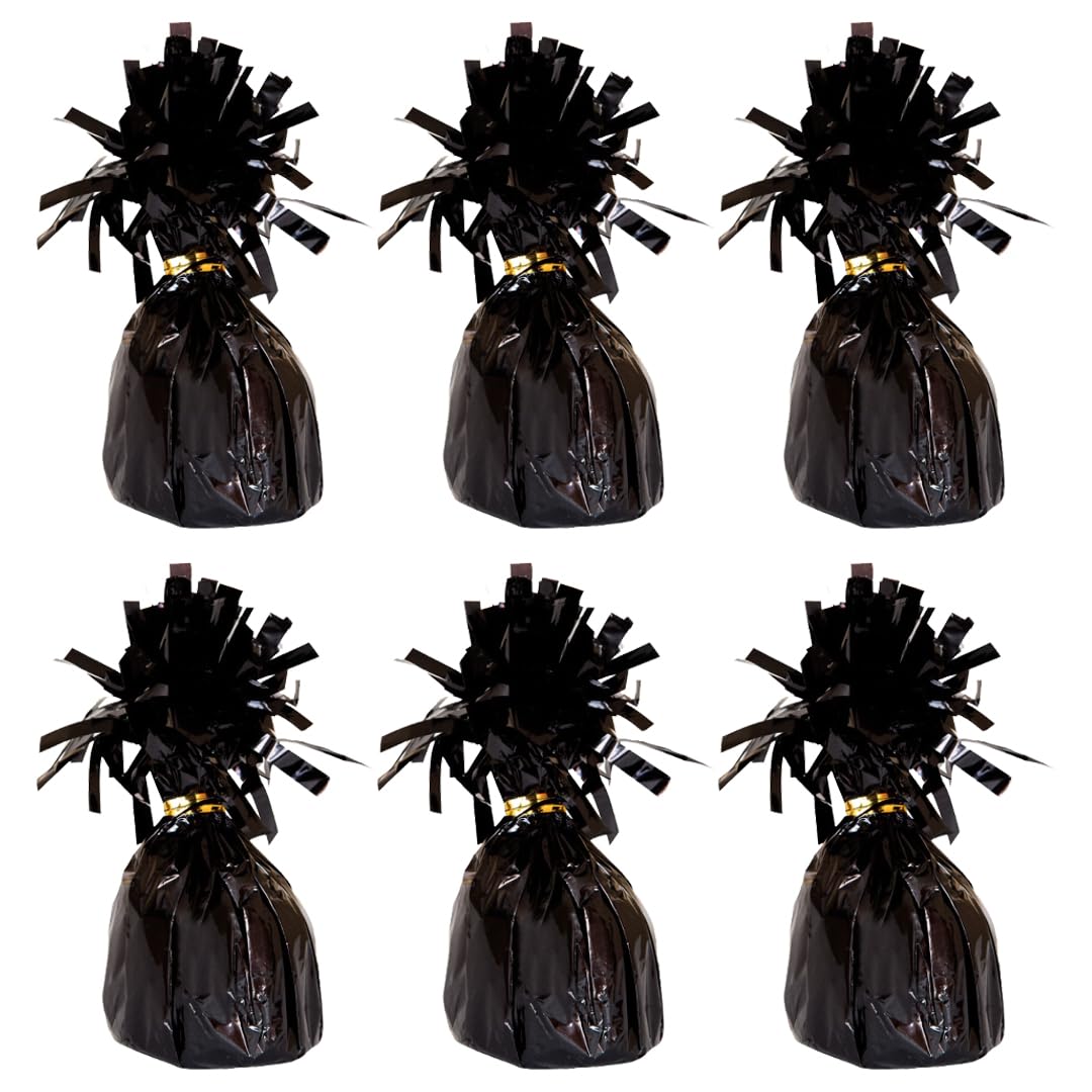PARTYRAMA.CO.UK Foil Helium Balloon Weights - Pack of 6 - Durable & Colourful Black Balloon Weights for Birthdays Parties, Events & Celebrations - Perfect Balloon Weight Holders โ image 1