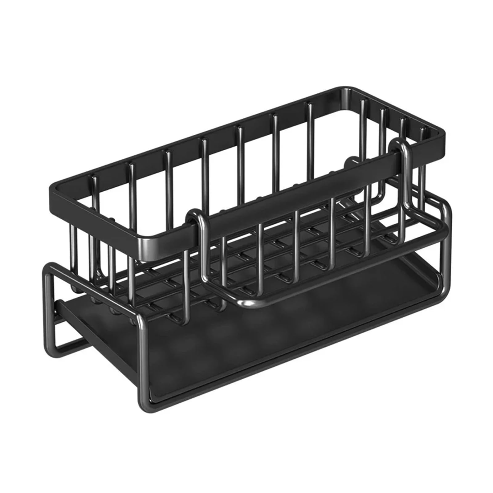 Scolapiatti nero per lavello da cucina con portaoggetti per spugna e porta rubinetto, organizer per asciugamani, scolapiatti e altro ancora