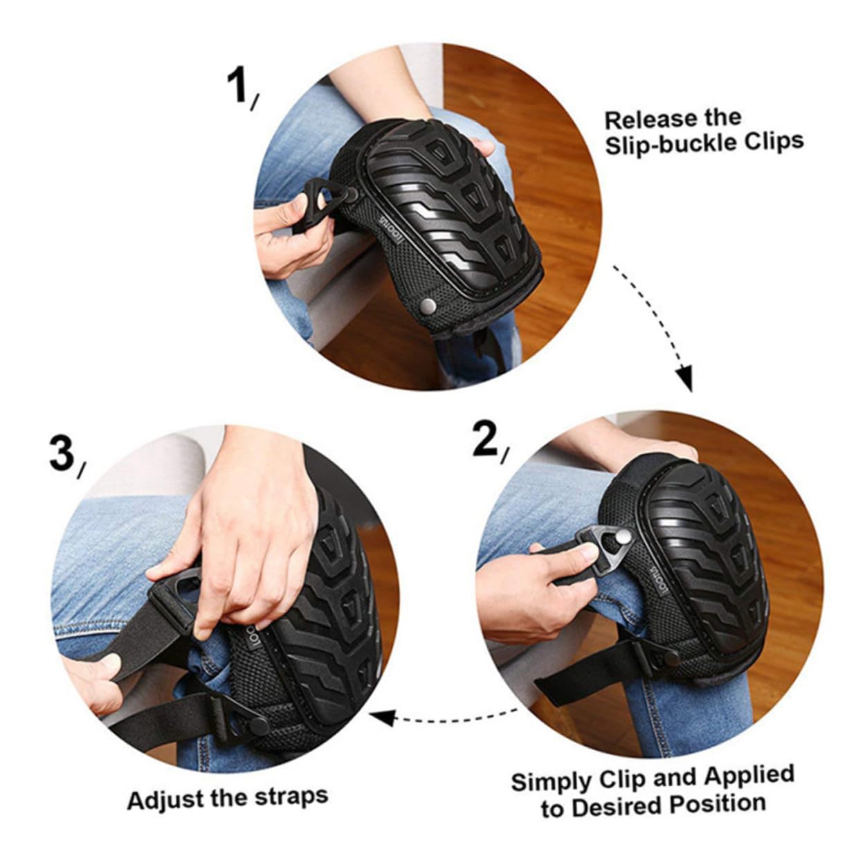SOLUSTRE Hard Shell Knee Pads Protective Work Kneepads with Wear-resistant Hard Caps Support for Gardening Construction Labor 1 Pair Ergonomic Kneeling Brace