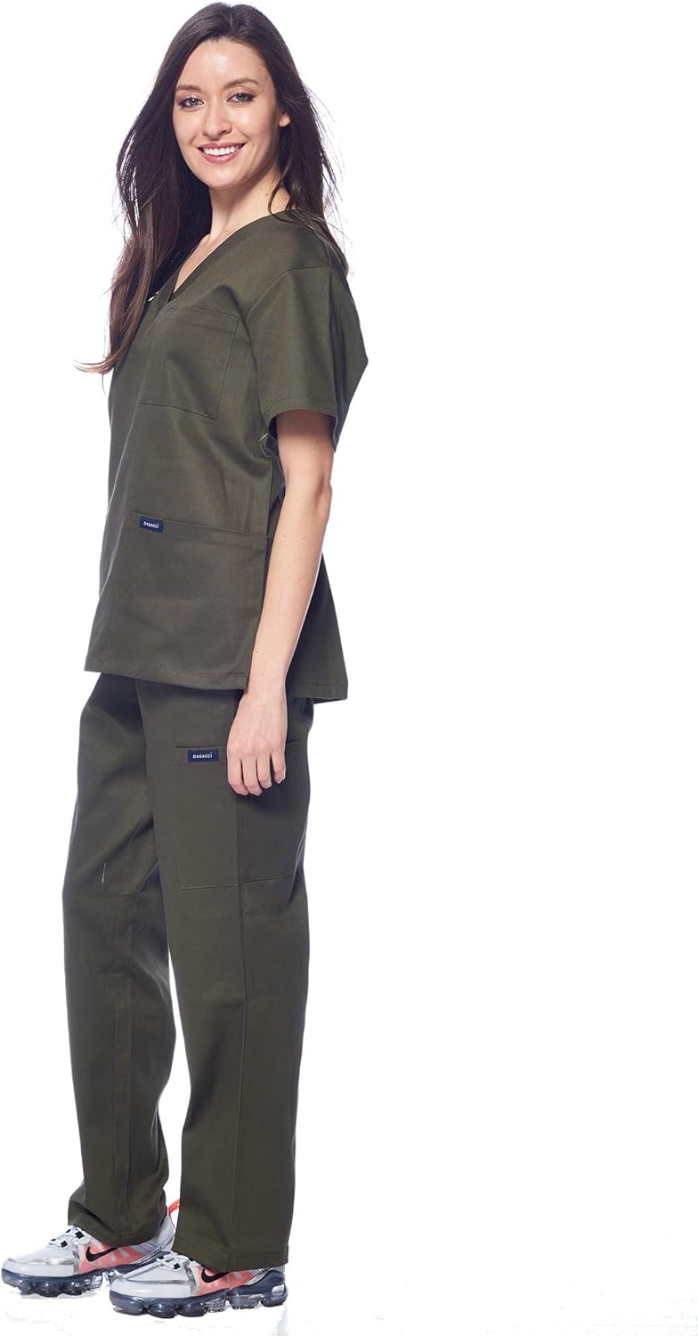 Dagacci Medical Uniform Unisex 4-Way Stretch Scrubs Set Medical Scrubs Top and Pants: Clothing, Shoes & Jewelry