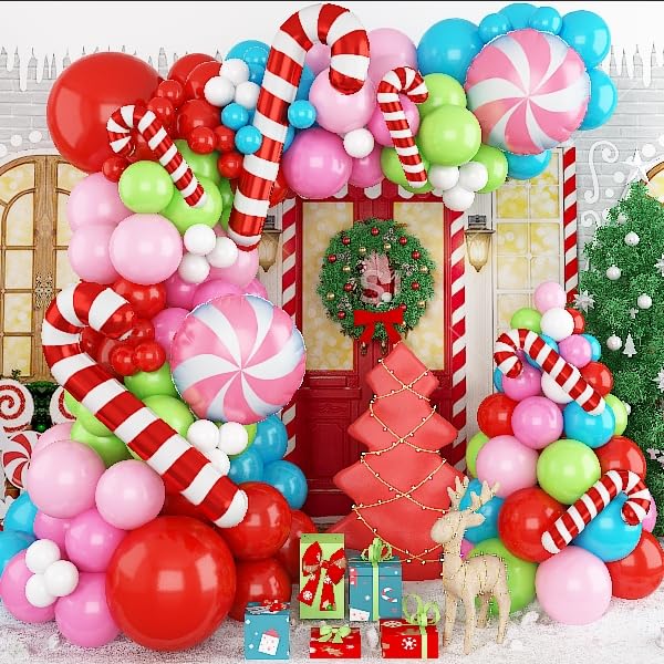 Arche de ballons de Noël avec motifs originaux de canne à sucre et moulin à vent