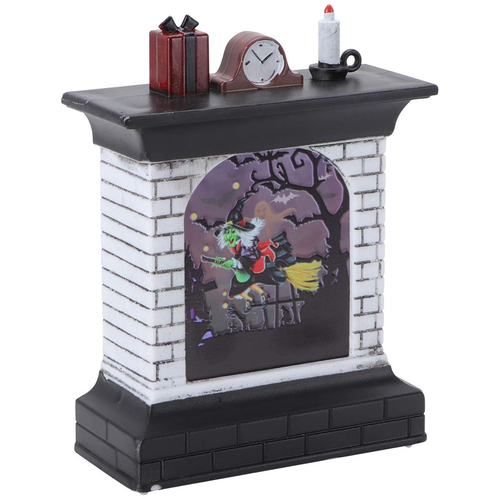 MIGONG Fireplace Night Light, Fireplace LED Lantern Halloween Lamp Fireplace LED Night Light PVC Electronic Components for Halloween Night(巫婆灯)