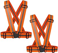 Vista 9 de Chaleco de seguridad reflectante, 2 piezas, chaleco de alta visibilidad, correas ajustables para correr, ciclismo, caminar y montar al aire libre