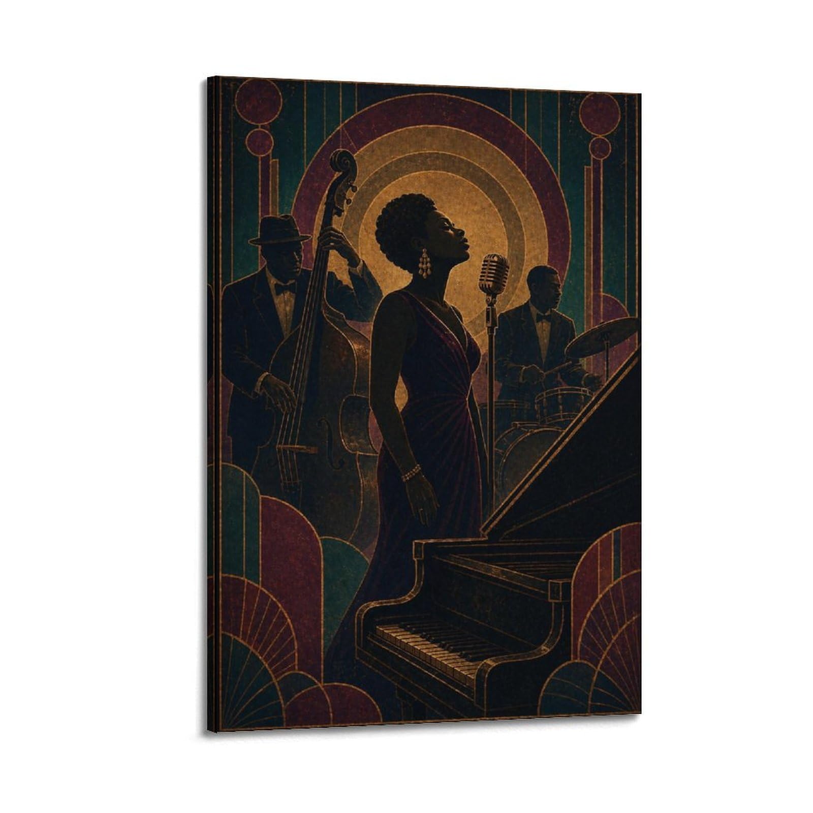 XKUGA Vintage Harlem Style Jazz Band Club Poster Modern Decorative Canvas Prints - Ideal Wall Art for Family, Man Cave, Game Room, Boys & Girls Bedroom 24x36inch(60x90cm)