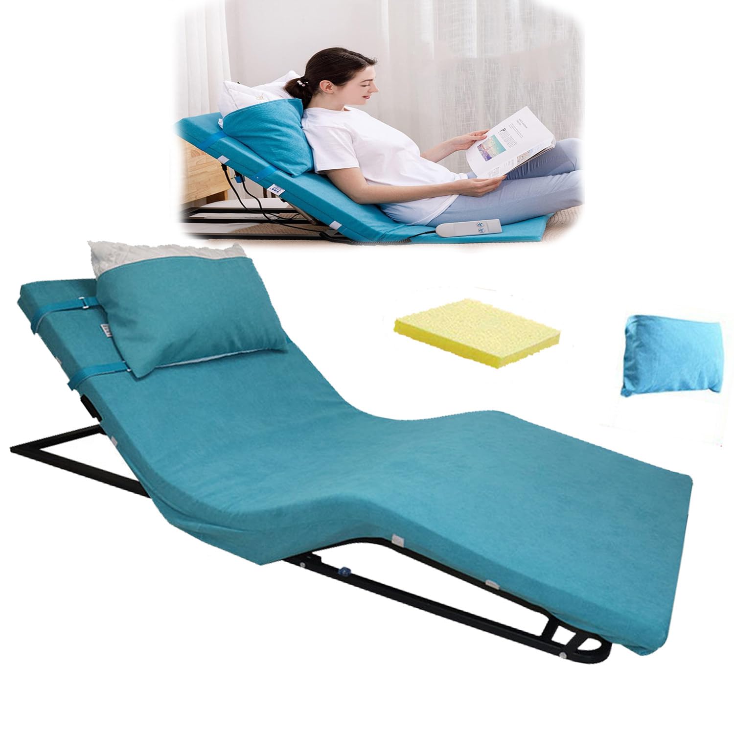 Schienale per Letto Elettrico Regolabile, Schienale per Letto Elettrico, Schienale per Letto sollevabile per Anziani, Sedia Portatile per sedersi, per Supporto Collo, Testa e Lombare, B