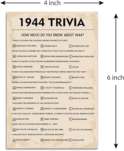 Miniatura 2 de Juegos de fiesta de cumpleaños número 80, juegos de trivia de 1943, suministros de fiesta de cumpleaños para adultos, divertido juego de fiesta de