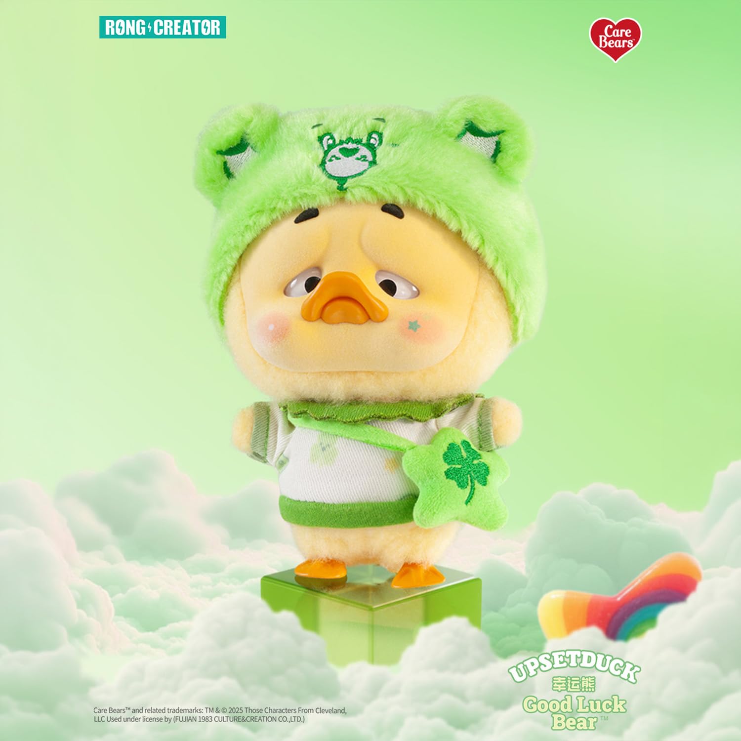 Upsetduck Care Bears Be Rainbow z wisiorkiem - 6 do kolekcjonowania (+1 tajemnicy) - Różne style - figurka z pluszową wściekłą kaczką. Oryginalny pomysł na prezent, oficjalny produkt, 14 lat.