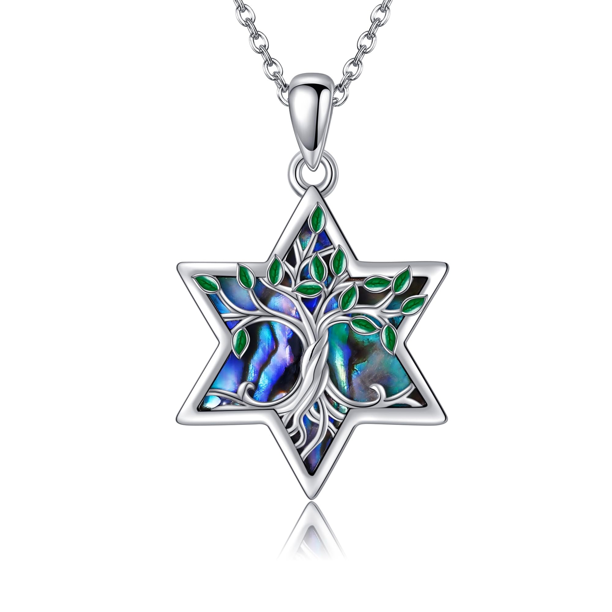 URONE Collana con stella di David, in argento 925, con ciondolo a forma di stella ebrea, regalo religioso per donne e uomini, 22 mm, Argento sterling, Non pietra preziosa
