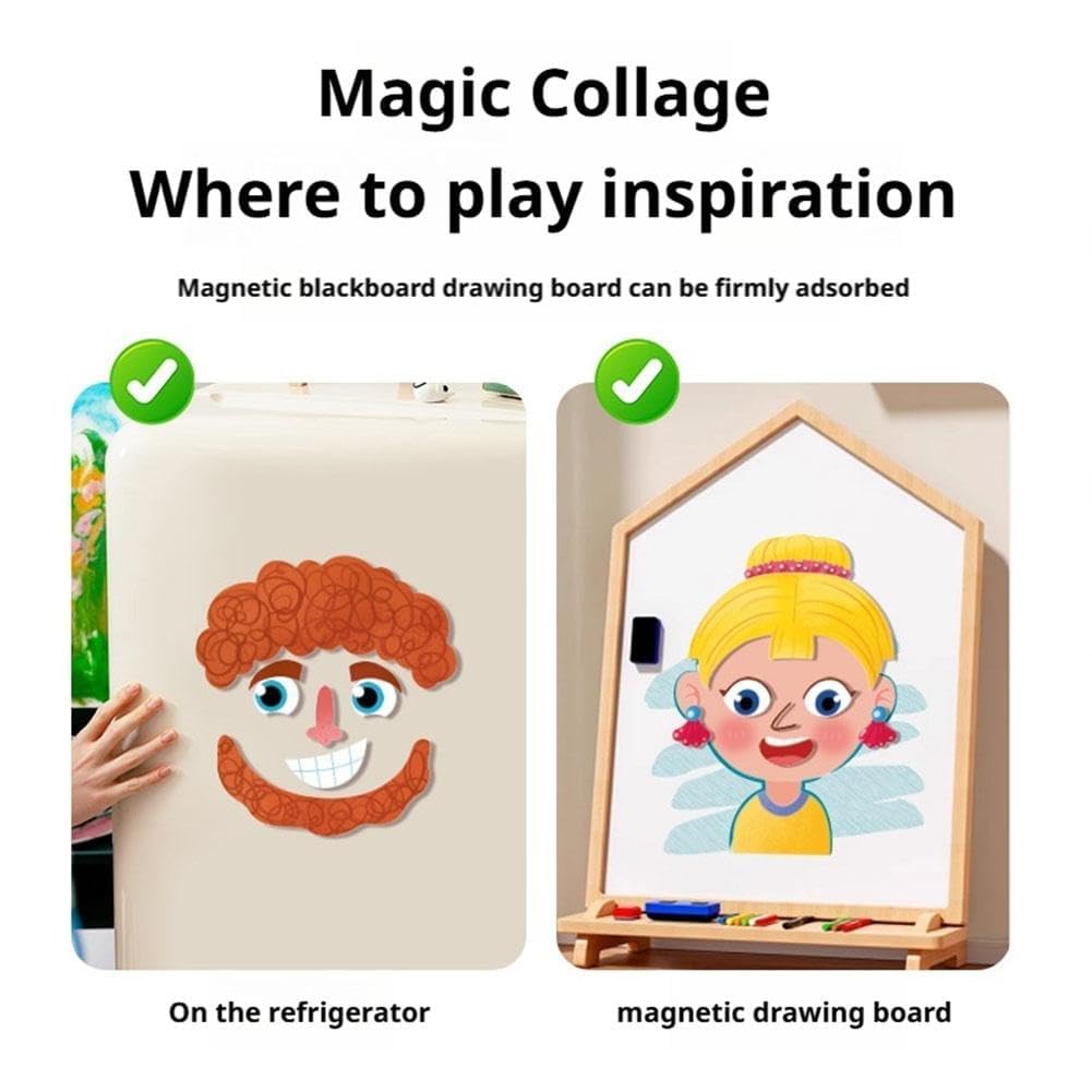 Puzzle Magnétique Visage Enfant – Boîte Magnétique Double Face avec Tableau à Dessin et Pièces Magnétiques, Jeu Créatif pour Expressions Faciales, Activité Montessori pour Voyage, Maison et École
