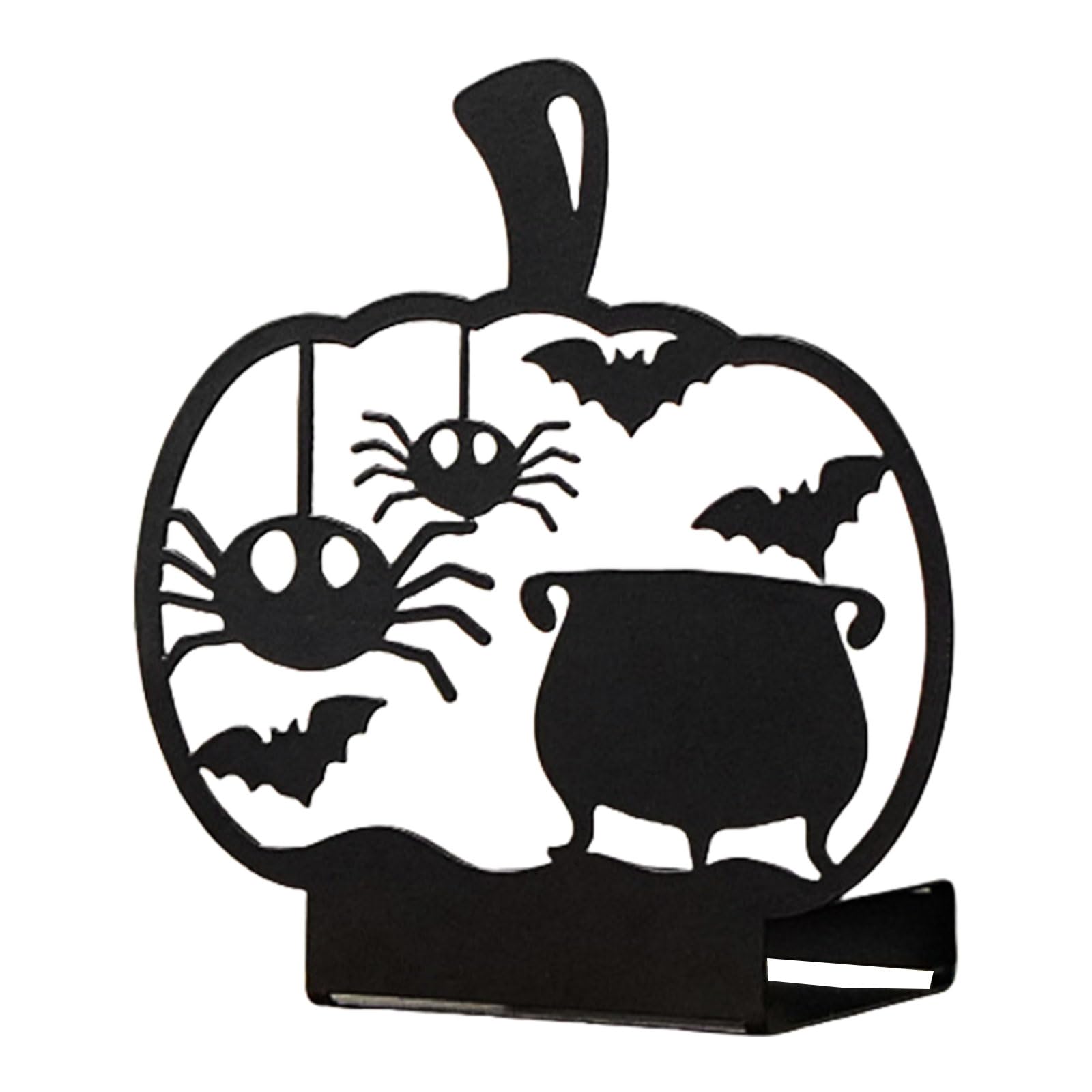 Iron Halloween Holders Cartoon Cats Bat Spiderweb Ghostly Tealight Stand Black Metal Candlestick Home Decoration Metal Stand