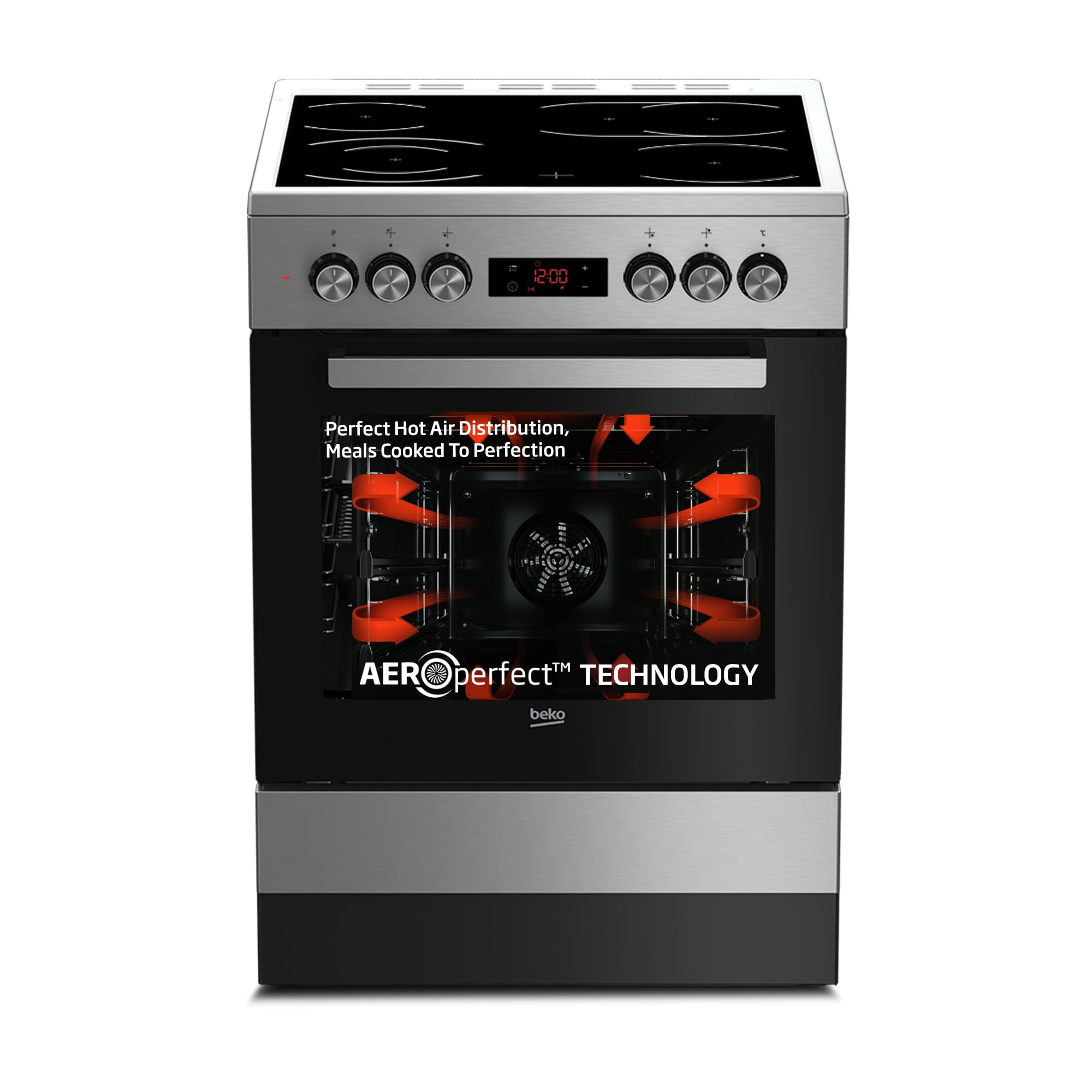 Beko 60 X 60 cm, 4 Zones CeRAMıc Electric Cookıng Range, Steel Finish Fsm67320GXS"Min 1 year manufacturer warranty"