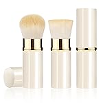 Keriloo Retractable Kabuki Makeup Brush 2 Pack, Travel Powder Foundation Makeup Brush Face Blush Brushes for Blending Liquid, Blush, Bronzer, Buffing, Sunscreen,Flawless Cosmetics