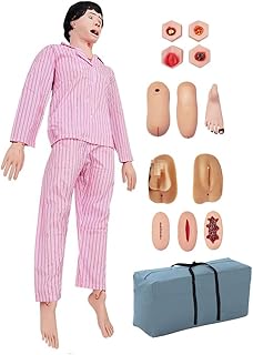 DRXRD Patient Care Manikin Female Nursing Mannequins 5.25ft with Decubitus Module + Wound Module + Amputation Module + Patient Gown for Nursing Training Teaching Education Supplies Female