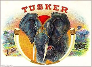 A SLICE IN TIME Tusker Elephant Smoke Cigar Tobacco Crate Box Inner Label Advertising 7 x 10 inch Vintage Reproduction Art Print. Printed on 8.5 x 11 Soft Gloss cardstock